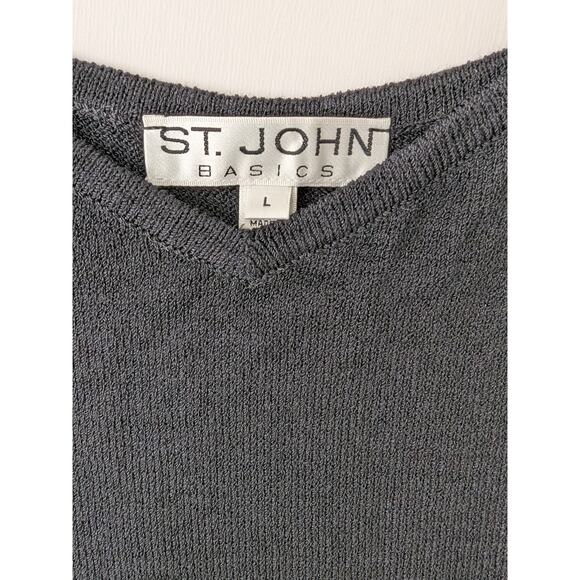 St. John Womens Black Wool Blend Tank Top Spaghetti Straps Minimalist Size Large - Picture 2 of 8